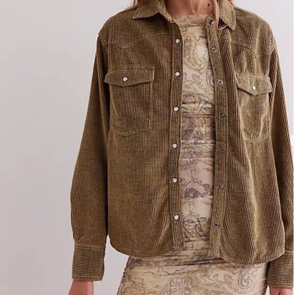 #29 NWT Free People Hideaway Cord Shirt in Roscoe Bermuda - Picture 5 of 5
